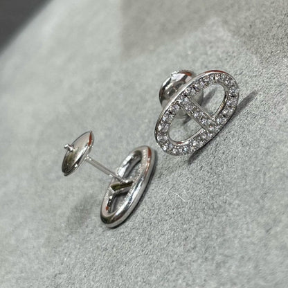 [Riva Jewelry]HM VOLLSTÄNDIG MIT DIAMANTEN BESETZTE SCHWEINENASEN-OHRSTECKER