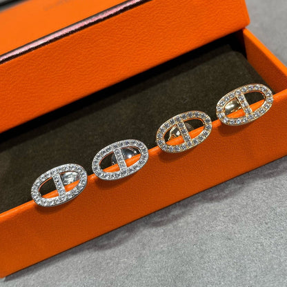 [Riva Jewelry]HM VOLLSTÄNDIG MIT DIAMANTEN BESETZTE SCHWEINENASEN-OHRSTECKER