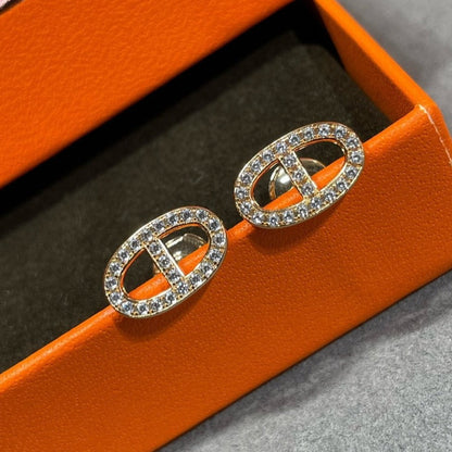[Riva Jewelry]HM VOLLSTÄNDIG MIT DIAMANTEN BESETZTE SCHWEINENASEN-OHRSTECKER