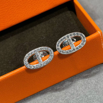 [Riva Jewelry]HM VOLLSTÄNDIG MIT DIAMANTEN BESETZTE SCHWEINENASEN-OHRSTECKER