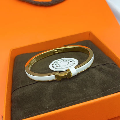[Riva Jewelry]CLASSIC HM CLIC WHITE 8MM ENAMEL BRACELET