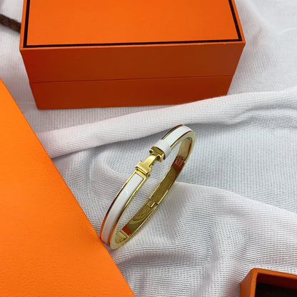 [Riva Jewelry ]CLASSIC HM CLIC WHITE 8MM ENAMEL BRACELET