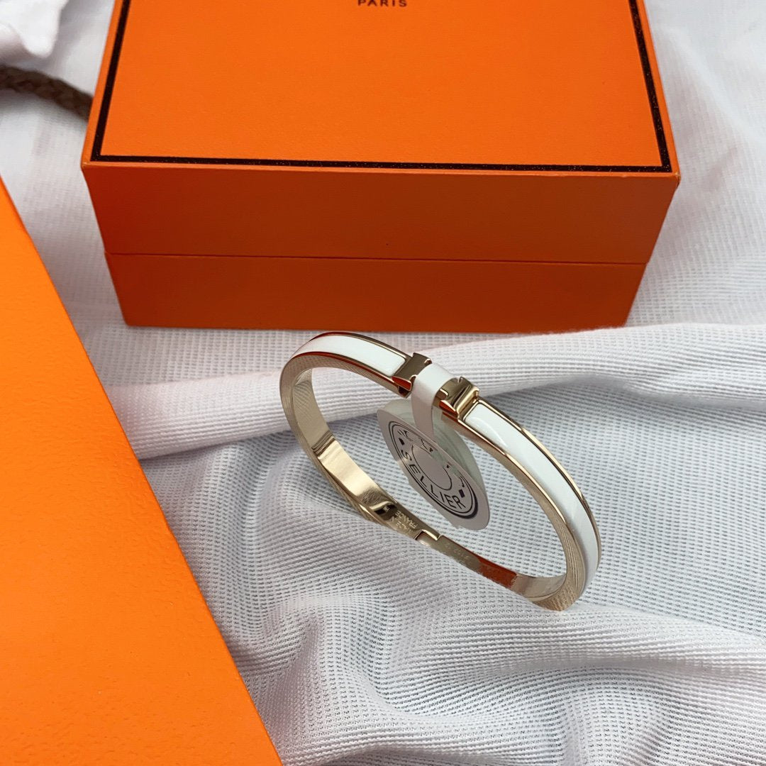 [Riva Jewelry]CLASSIC HM CLIC WHITE 8MM ENAMEL BRACELET