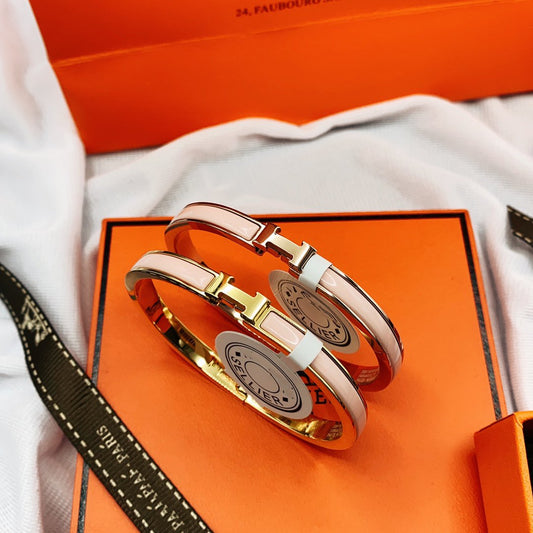 [Riva Jewelry]クラシック HM クリック ピンク 8MM エナメルブレスレット