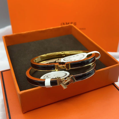 [Riva Jewelry ]CLASSIC HM CLIC BLACK 8MM ENAMEL BRACELET