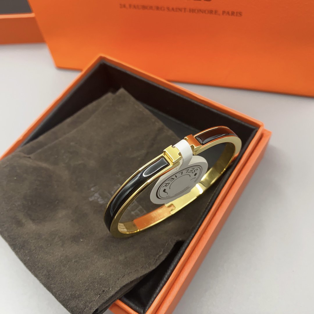 [Riva Jewelry ]CLASSIC HM CLIC BLACK 8MM ENAMEL BRACELET