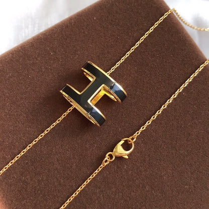 [Riva Jewelry]HM CLIC BLACK ENAMEL GOLD HALSKETTE
