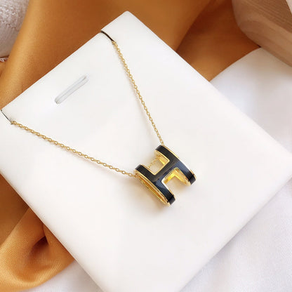 [Riva Jewelry]HM CLIC BLACK ENAMEL GOLD HALSKETTE