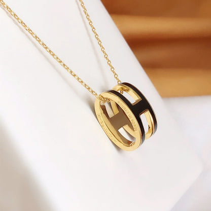 [Riva Jewelry]HM CLIC BLACK ENAMEL GOLD HALSKETTE
