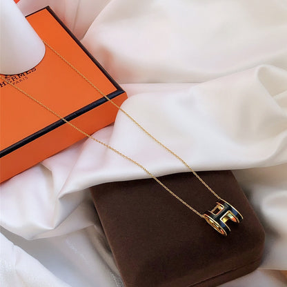 [Riva Jewelry]HM CLIC BLACK ENAMEL GOLD HALSKETTE