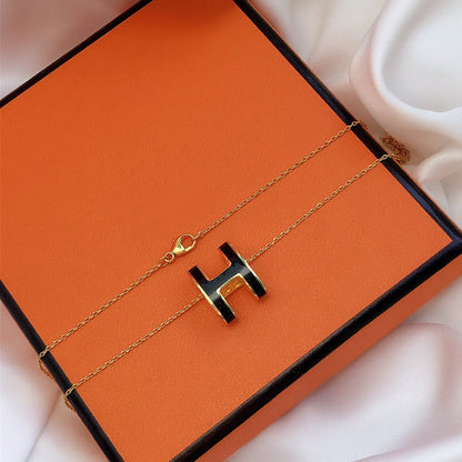 [Riva Jewelry]HM CLIC BLACK ENAMEL GOLD HALSKETTE