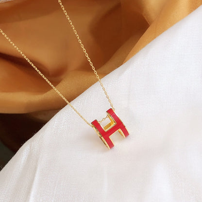 [Riva Jewelry ]HM CLIC RED ENAMEL GOLD NECKLACE