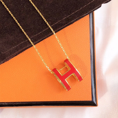 [Riva Jewelry ]HM CLIC RED ENAMEL GOLD NECKLACE