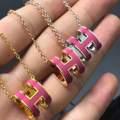 [Riva Jewelry ]H NECKLACE PINK