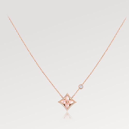 [Riva Jewelry]STERN PINK MOP 1 DIAMANT ROSÉGOLD KETTE