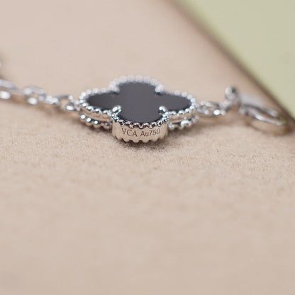 [Riva Schmuck]Glückskleeblatt-Armband mit 5 Motiven - SCHWARZE ONYX-KOLLEKTION