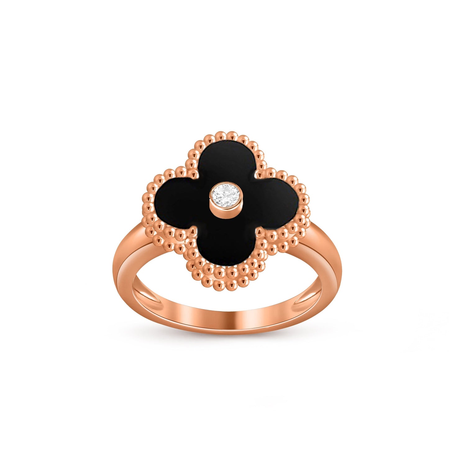 [Riva Jewelry]Glücks-Klee Diamant-Akzent-Roségoldring-Kollektion