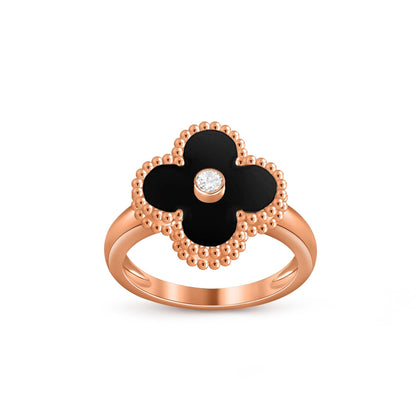 [Riva Jewelry]Glücks-Klee Diamant-Akzent-Roségoldring-Kollektion