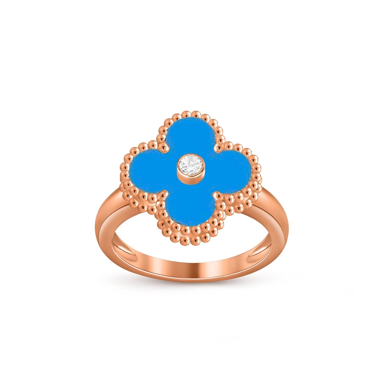[Riva Jewelry]Glücks-Klee Diamant-Akzent-Roségoldring-Kollektion