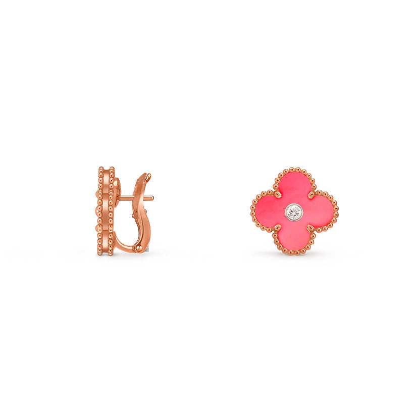 [Riva Jewelry]15MM KLEEBBLUMEN-OHRSTECKER DIAMOND-ROSE GOLD KOLLEKTION