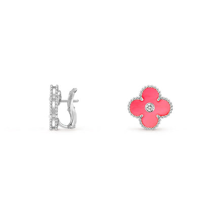 [Riva Schmuck]15MM KLEEBLUMEN-OHRSTECKER DIAMANT-WEISSGOLD-KOLLEKTION