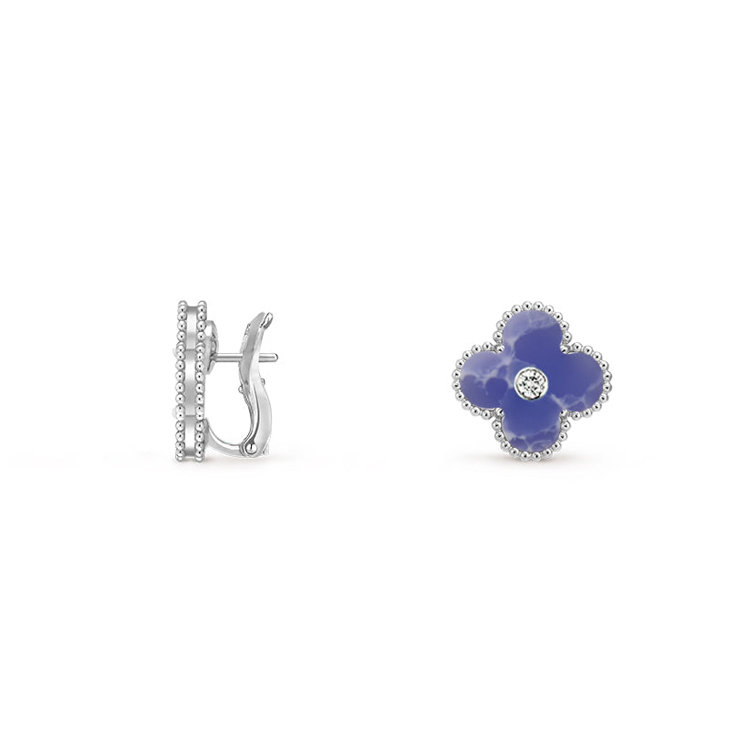 [Riva Schmuck]15MM KLEEBLUMEN-OHRSTECKER DIAMANT-WEISSGOLD-KOLLEKTION