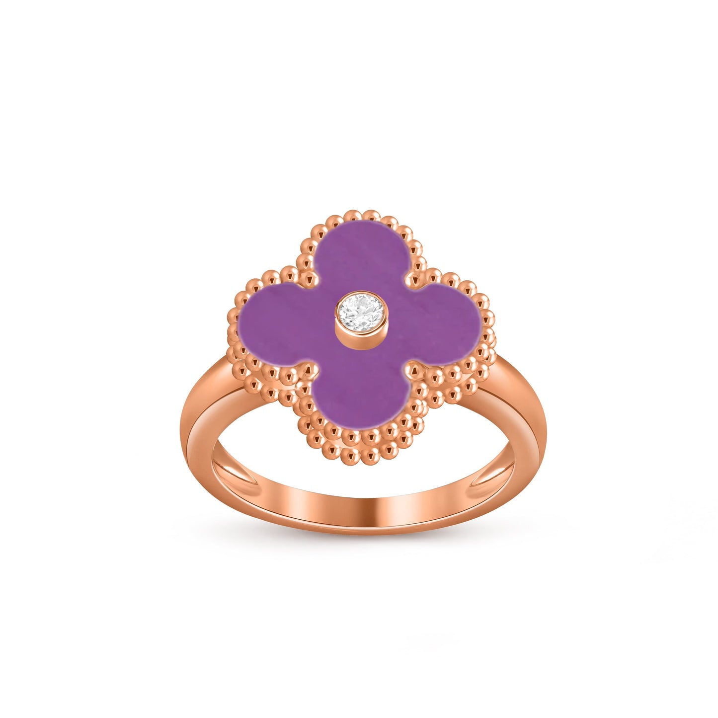 [Riva Jewelry]Glücks-Klee Diamant-Akzent-Roségoldring-Kollektion
