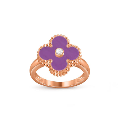 [Riva Jewelry]Glücks-Klee Diamant-Akzent-Roségoldring-Kollektion