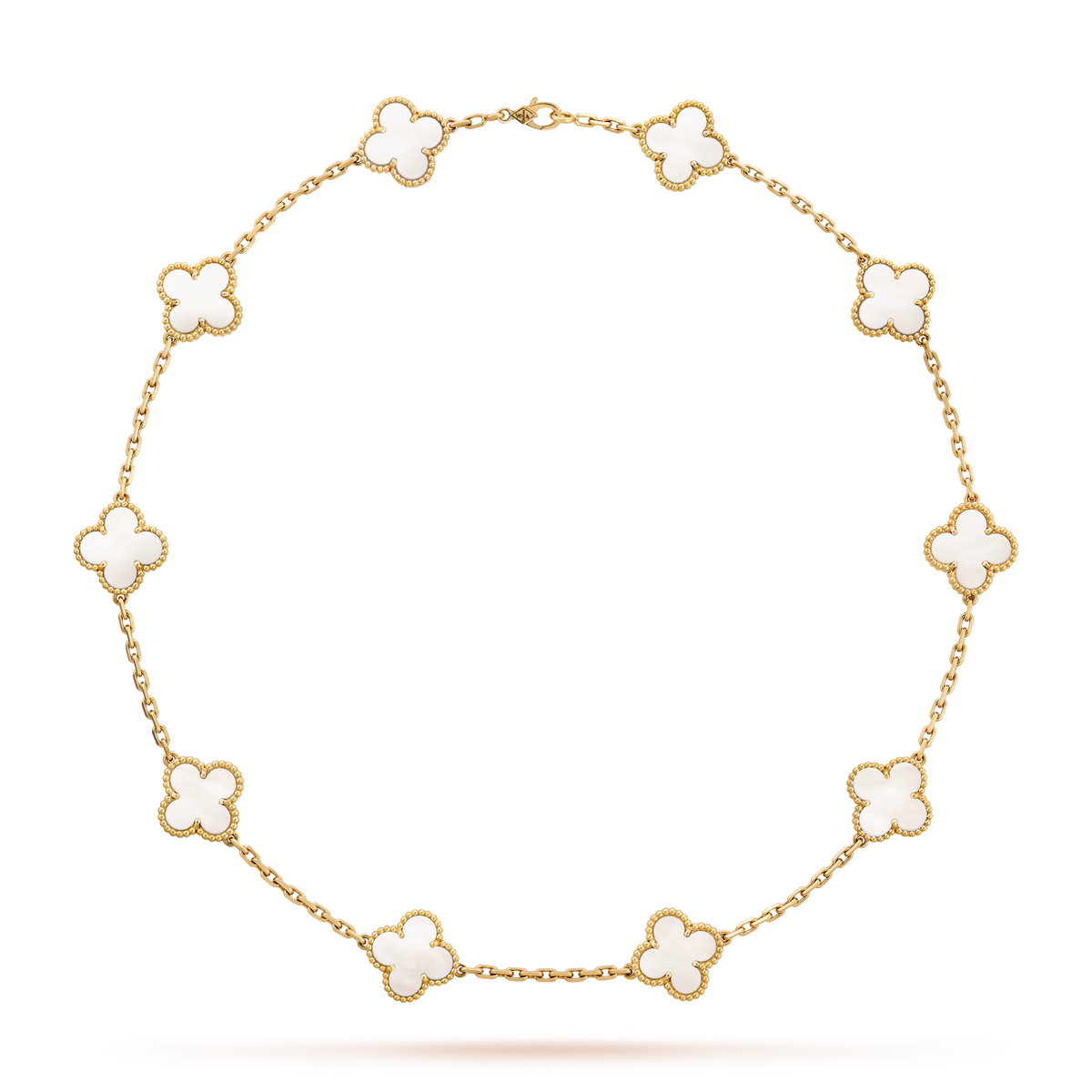 [Riva Jewelry ]CLOVER 10 MOTIFS WHITE MOTHER OF PEARL NECKLACE