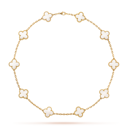 [Riva Jewelry ]CLOVER 10 MOTIFS WHITE MOTHER OF PEARL NECKLACE