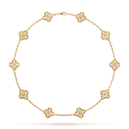 [Riva Jewelry ]CLOVER 10 MOTIFS DIAMOND NECKLACE