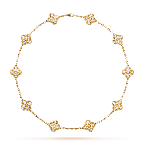 [Riva Jewelry ]CLOVER 10 MOTIFS DIAMOND NECKLACE