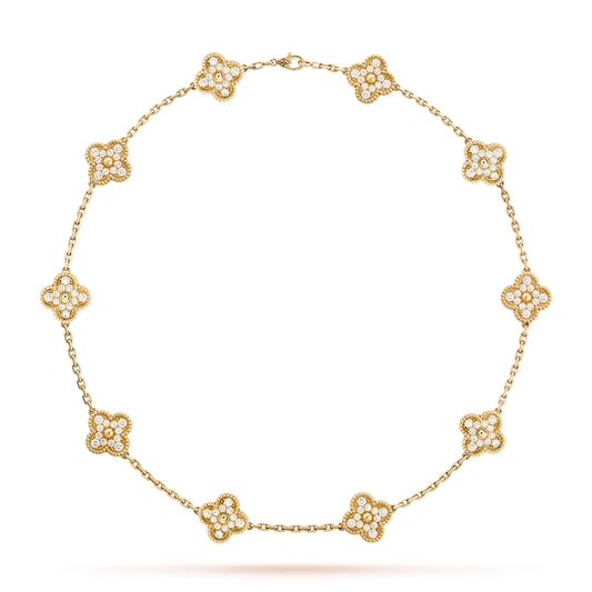 [Riva Jewelry ]CLOVER 10 MOTIFS DIAMOND NECKLACE