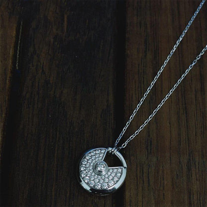[Riva Jewelry ]AMULETTE SILVER FULL DIAMOND NECKLACE