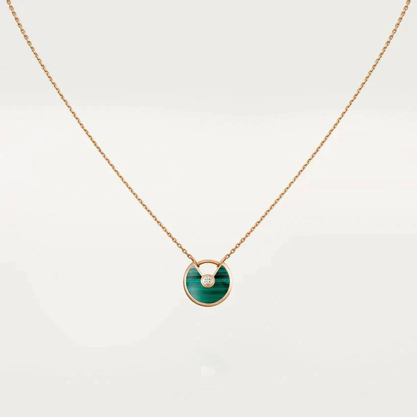 [Riva Jewelry ]AMULETTE ROSE GOLD MALACHITE NECKLACE