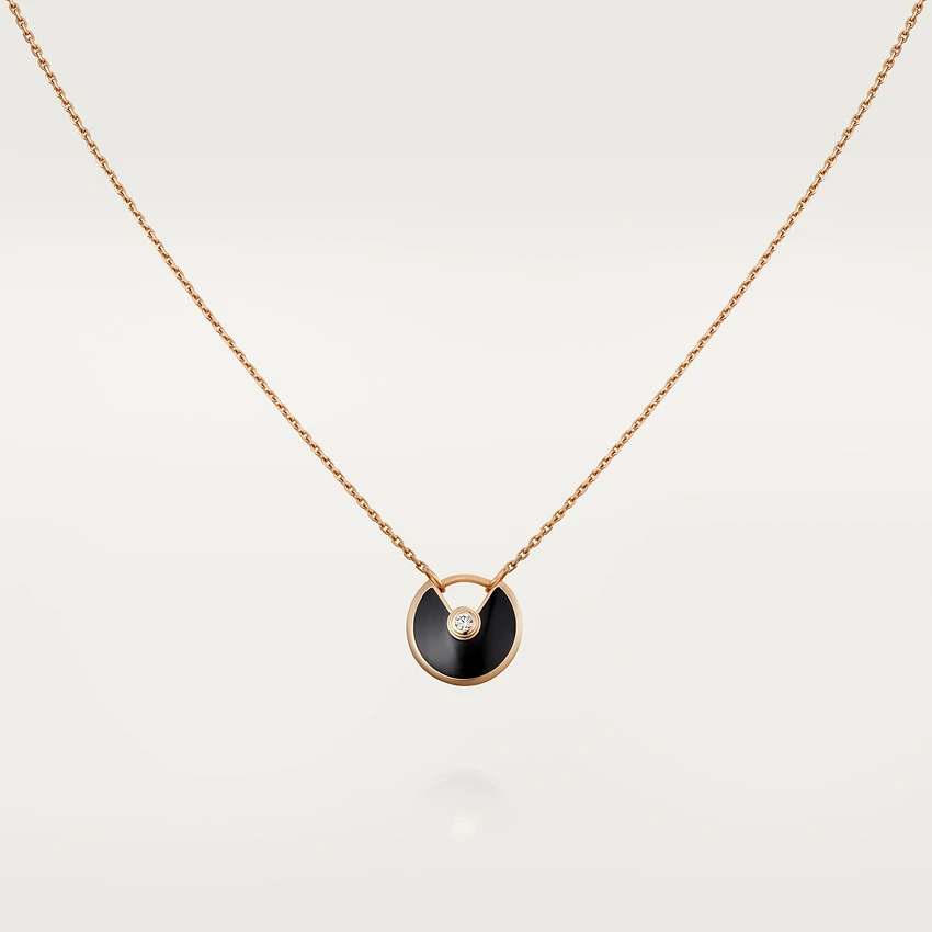 [Riva Jewelry ]AMULETTE ROSE GOLD ONYX NECKLACE