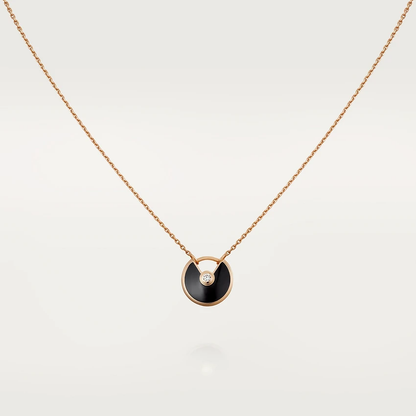 [Riva Jewelry ]AMULETTE ROSE GOLD ONYX NECKLACE