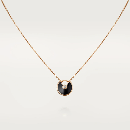 [Riva Jewelry ]AMULETTE ROSE GOLD ONYX NECKLACE