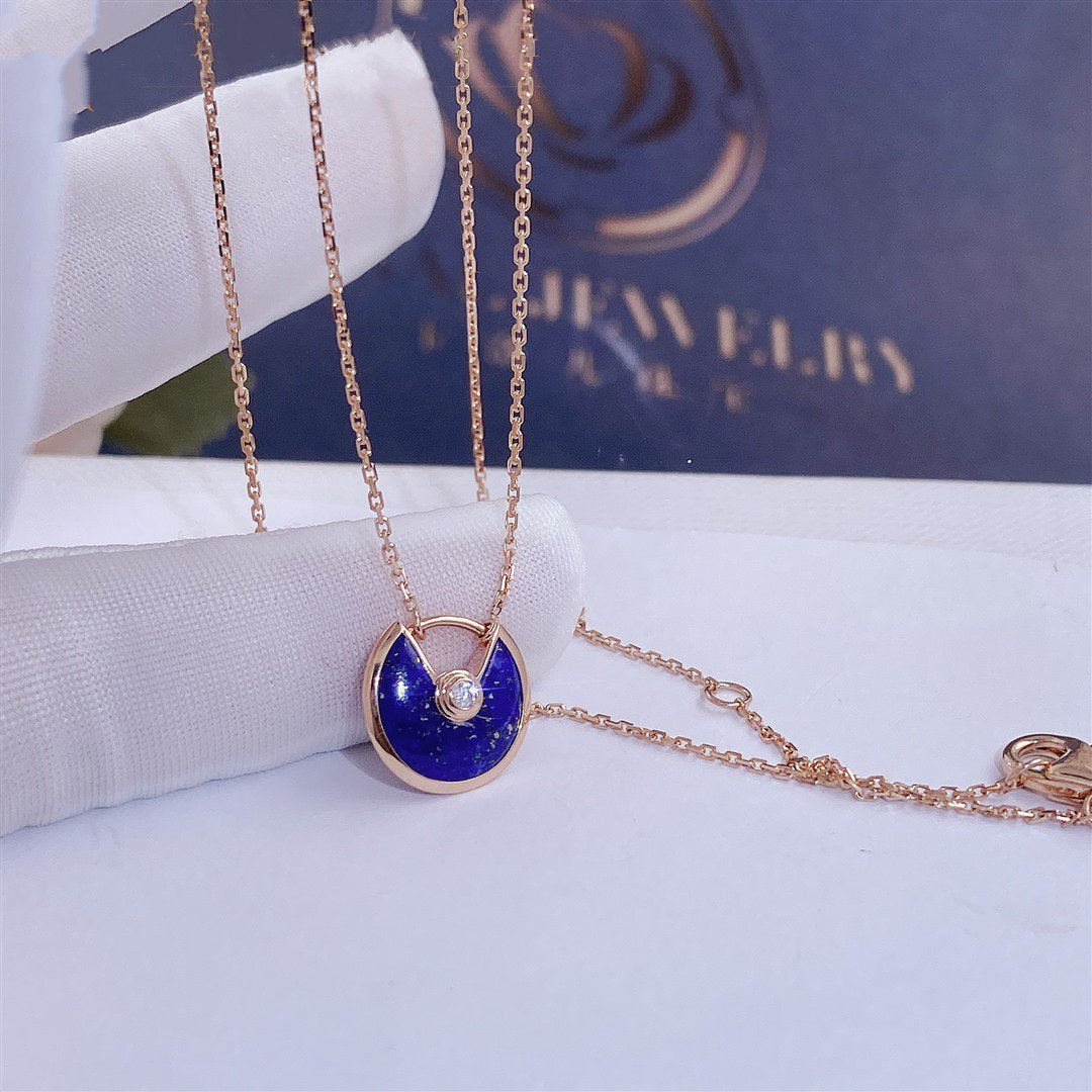 [Riva Jewelry ]AMULETTE ROSE GOLD AGATE NECKLACE