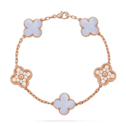 [Riva Jewelry ] CLOVER 5 MOTIF PURPLE CHALCEDONY BRACELET COLLECTION
