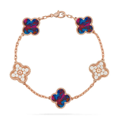 [Riva Jewelry ]CLOVER 5 MOTIF COLOR GEMSTONES BRACELET COLLECTION