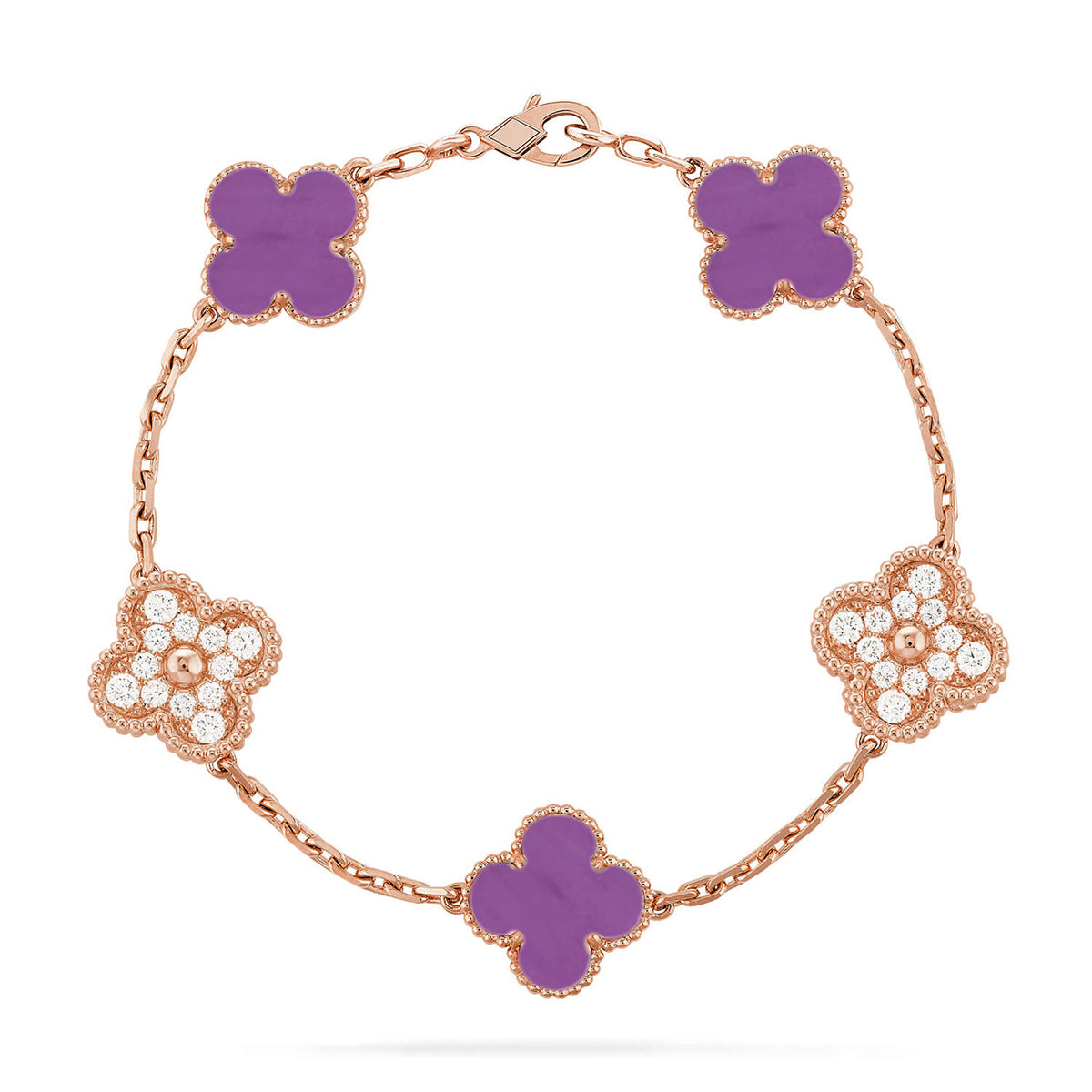 [Riva Jewelry]LUCKY CLOVER 5-MOTIF BRACELET - VIOLET COLLECTION