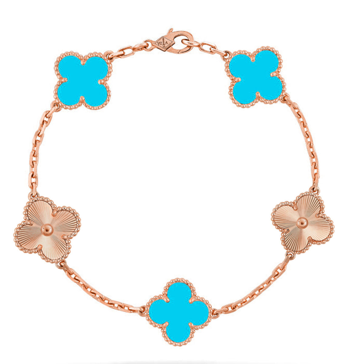 [Riva Jewelry]LUCKY CLOVER 5-MOTIF ARMBAND - TÜRKIS KOLLEKTION