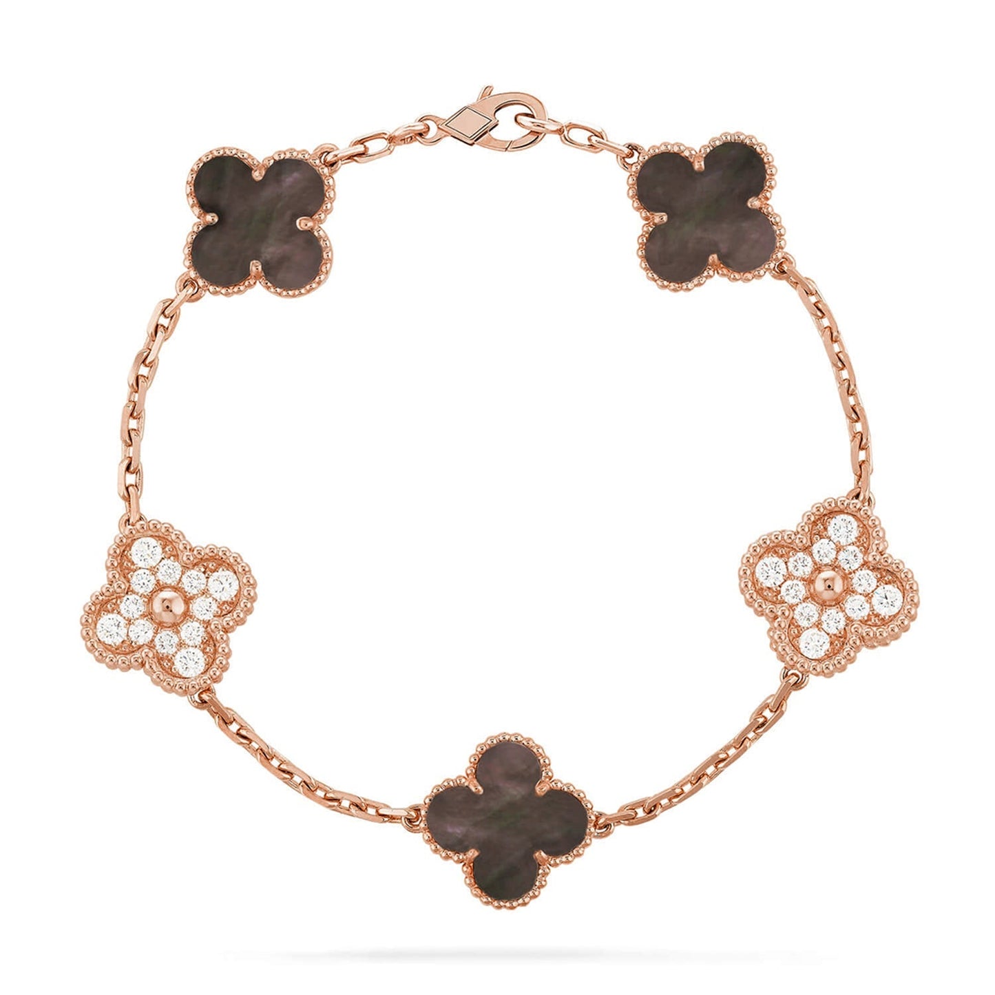 [Riva Jewelry]LUCKY CLOVER 5-MOTIF BRACELET - GREY MOTHER-OF-PEARL COLLECTION