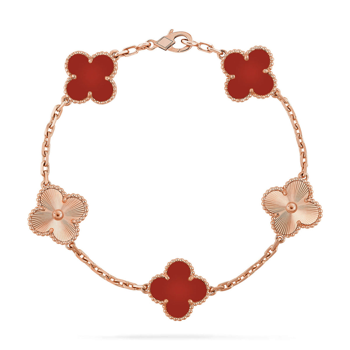 [Riva Jewelry ] CLOVER 5 MOTIF RED CORNELIAN BRACELET COLLECTION