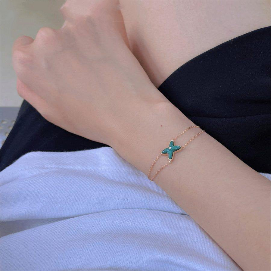 [Riva Jewelry ]JEUX BRACELET MALACHITE PINK GOLD 1 DIAMOND