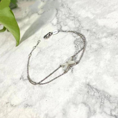 [Riva Jewelry ]JEUX BRACELET WHITE MOP SILVER 1 DIAMOND