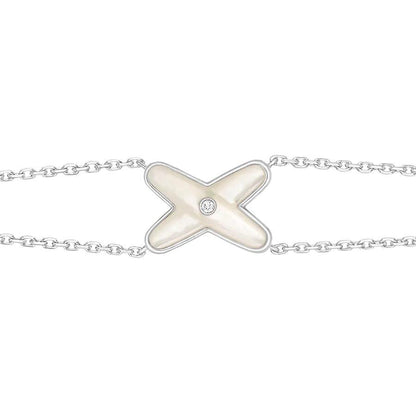 [Riva Jewelry]JEUX BRACELET WHITE MOP SILVER 1 DIAMOND