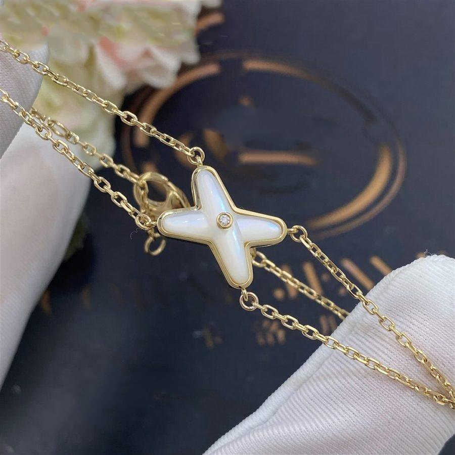 [Riva Jewelry]JEUX BRACELET WHITE MOP GOLD 1 DIAMOND