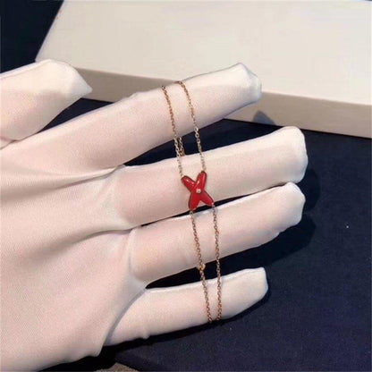 [Riva Jewelry]JEUX BRACELET CARNELIAN ROSE GOLD 1 DIAMOND